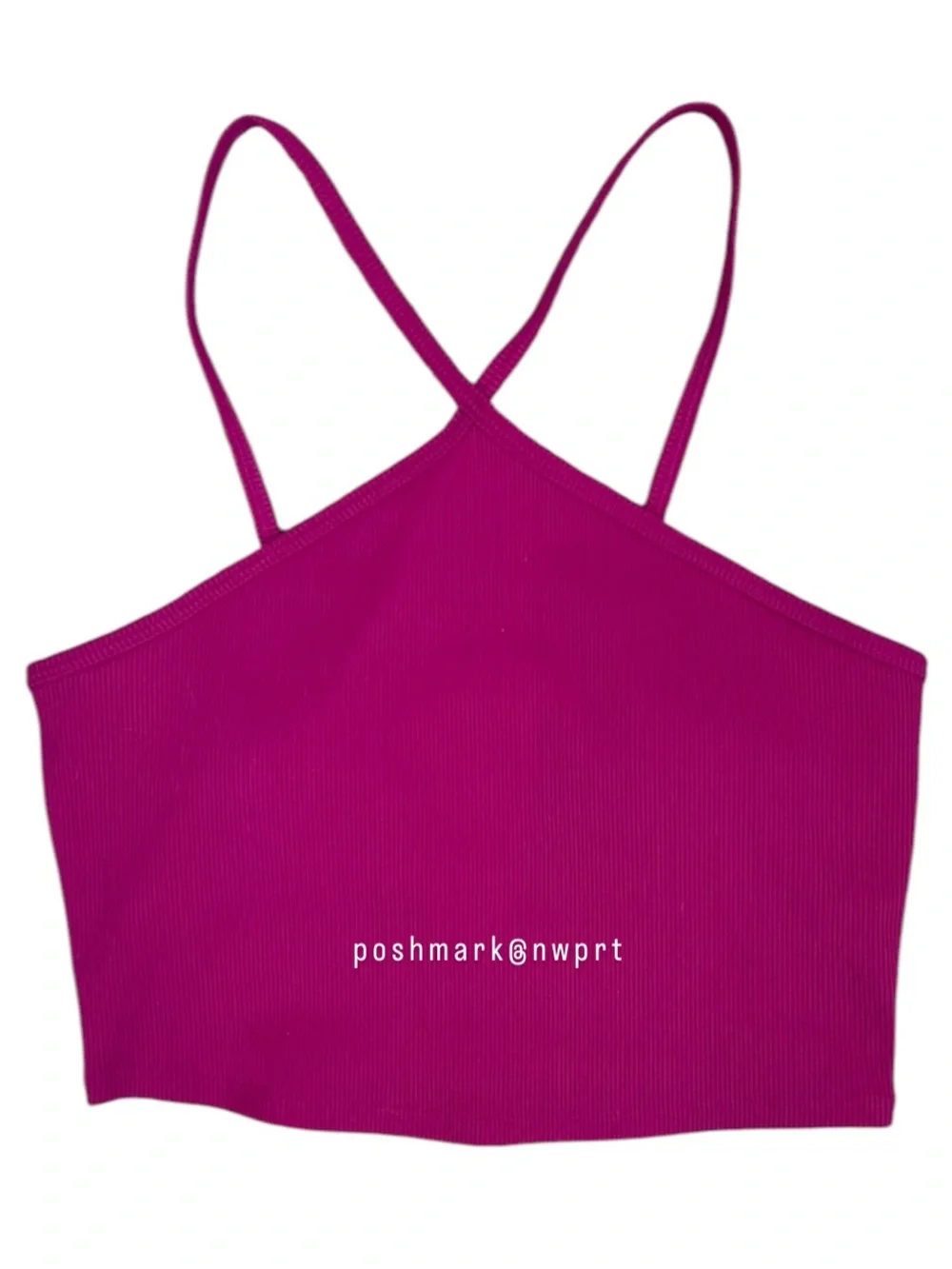 ALO 💓 Goddess Cross Top Halter Crop Tank Magenta Crush Hot Pink S Small